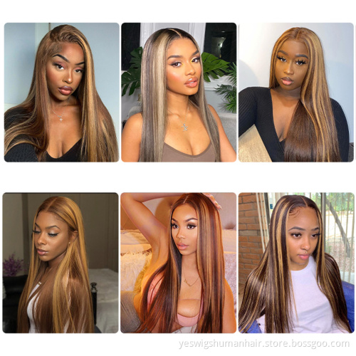 Wholesale Brazilian Straight Human Hair  Bundles Cheap Highlight Color Remy Cuticle Aligned Human Hair Weave Bundles Extensions